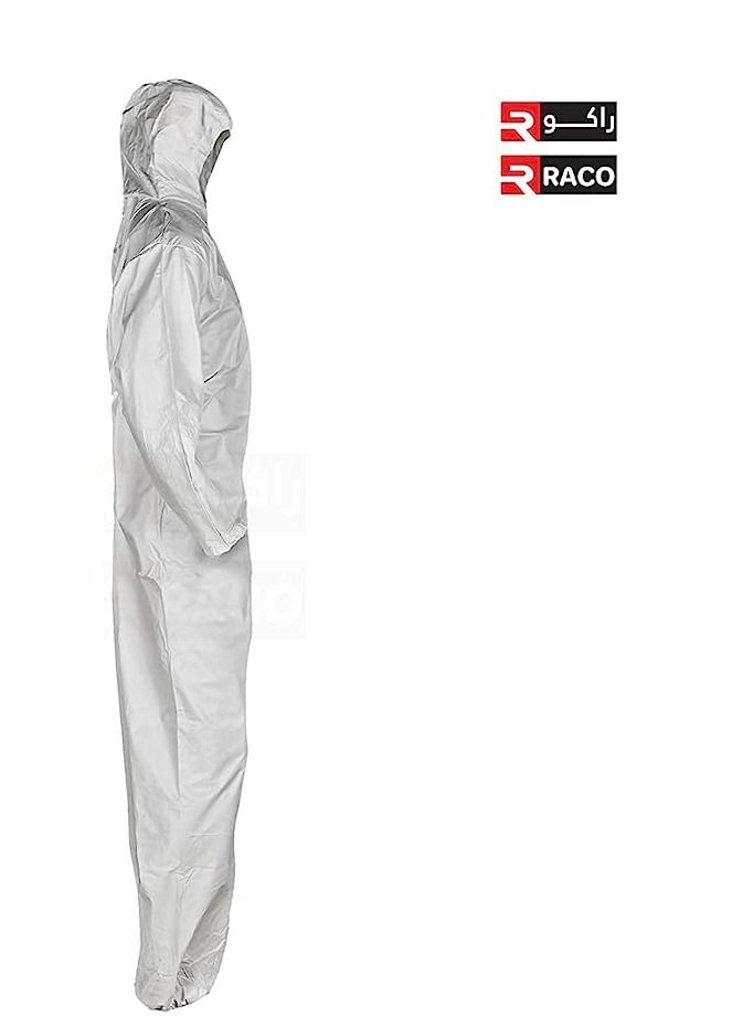 RACO Disposable Full Body Coverall Unisex Protective Suit with Hood, Zipper Front Entry, Elastic Ankles, Elastic Wrists 40 GSM  - Image 3