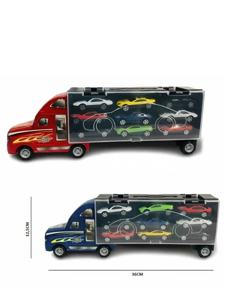 Rally Transport truck game with 9 colorful sports cars in truck games for kids - Image 1