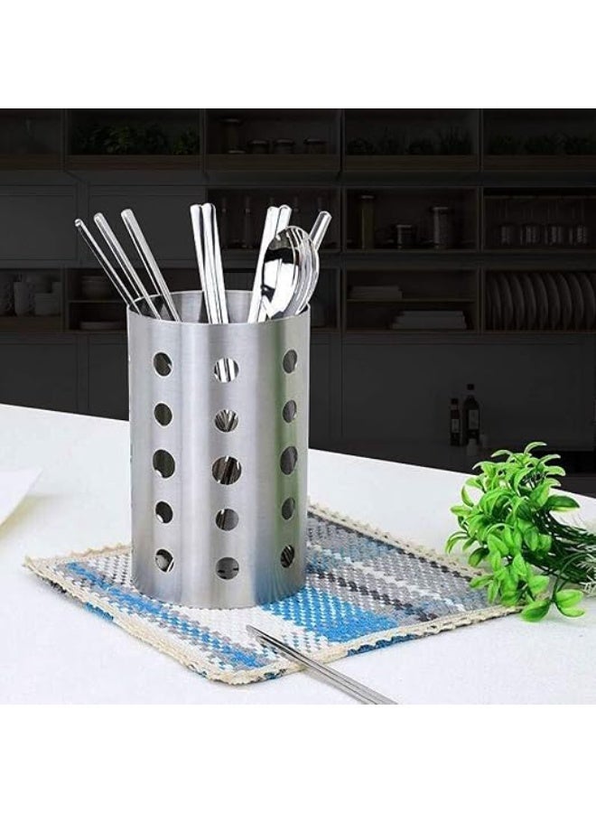 Stainless steel chopstick holder, cutlery drainer, kitchen cutlery organizer rack, fork and spoon storage rack, kitchen utensil drying rack - Image 1