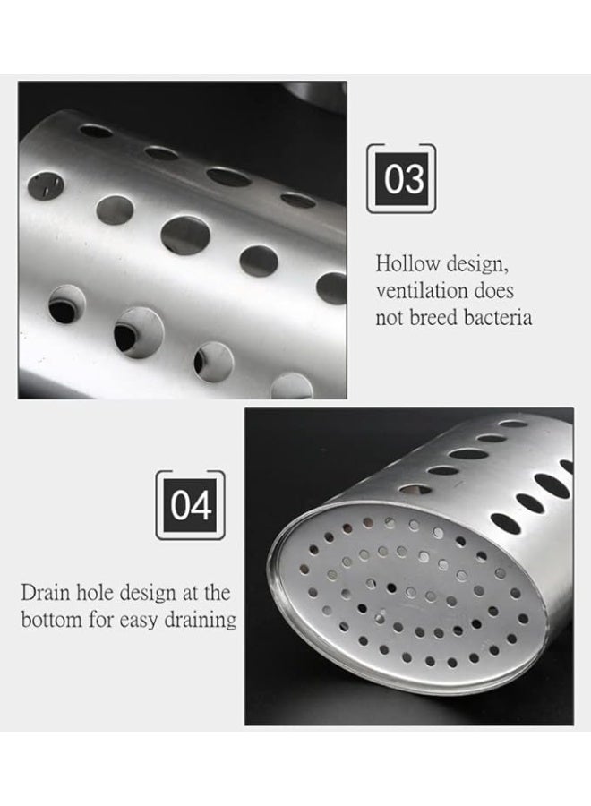 Stainless steel chopstick holder, cutlery drainer, kitchen cutlery organizer rack, fork and spoon storage rack, kitchen utensil drying rack - Image 3
