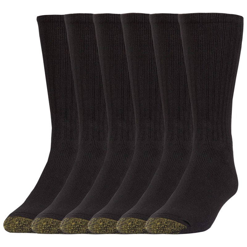 GOLDTOE Mens Harrington Crew Socks Multipairs Black 6Pairs Large