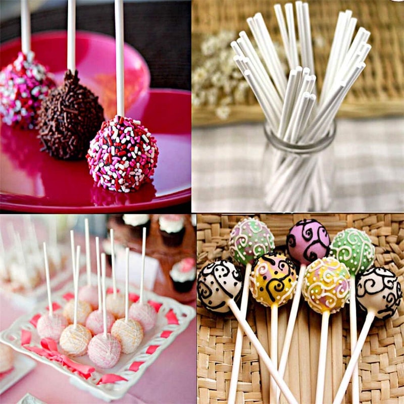 AENTGIU 900-PCS Cake Pop Sticks and Wrappers Kit, Including 300pcs 6-inch Paper Lollipop Sticks, 300pcs Parcel Bags, 300pcs Gold Twist Ties for Lollipop, Hard Candy, Chocolate, Marshmallows, and Fruit Skewers - Image 4