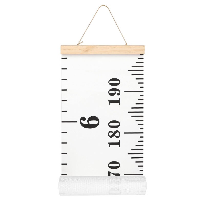 Mibote Baby Growth Height Chart Handing Ruler Wall Decor for Kids Canvas Removable Height Growth Chart 79 x 79 Black  White