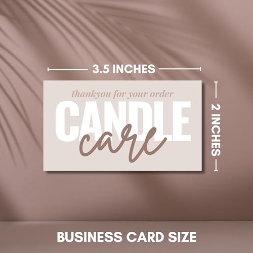 Tats4now Cute Modern Candle Care Cards for candle makers - 2 x 3.5 Inches, High gloss full color front and back - 55 pack - Business Card Size (Tan) - Image 2