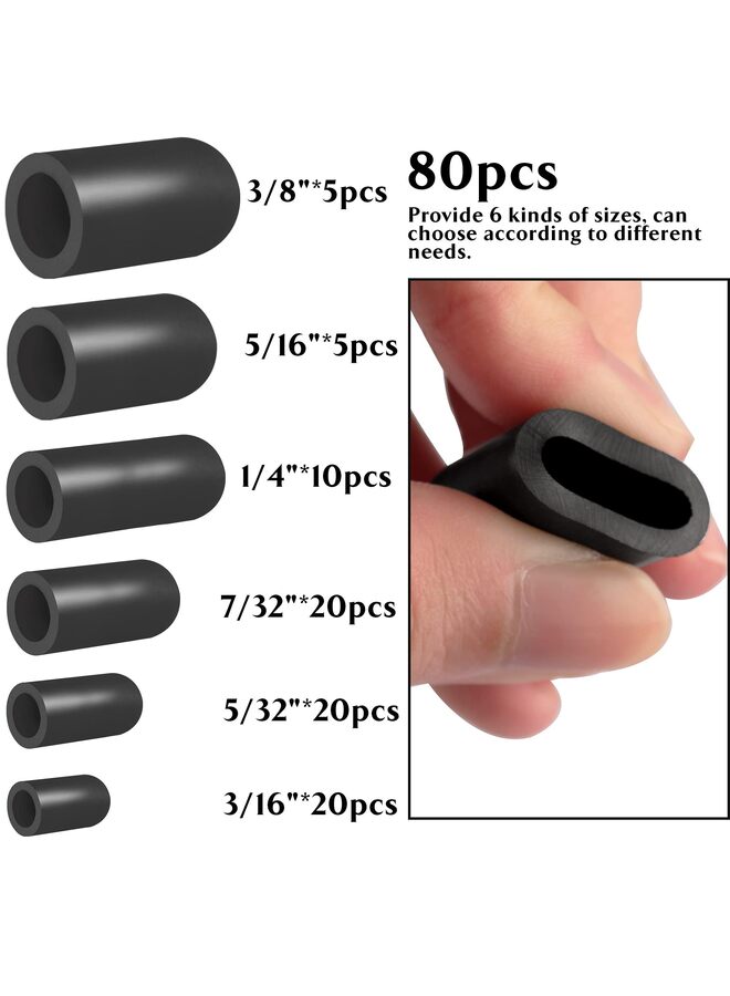 ٨٠ قطعة من أغطية خراطيم التفريغ، تشكيلة من الموصلات، ٦ أحجام، أغطية مطاطية سوداء، قطع غيار سيارات لسدادات تفريغ المكربن، وصلات تفريغ مشعب السحب. - Image 5