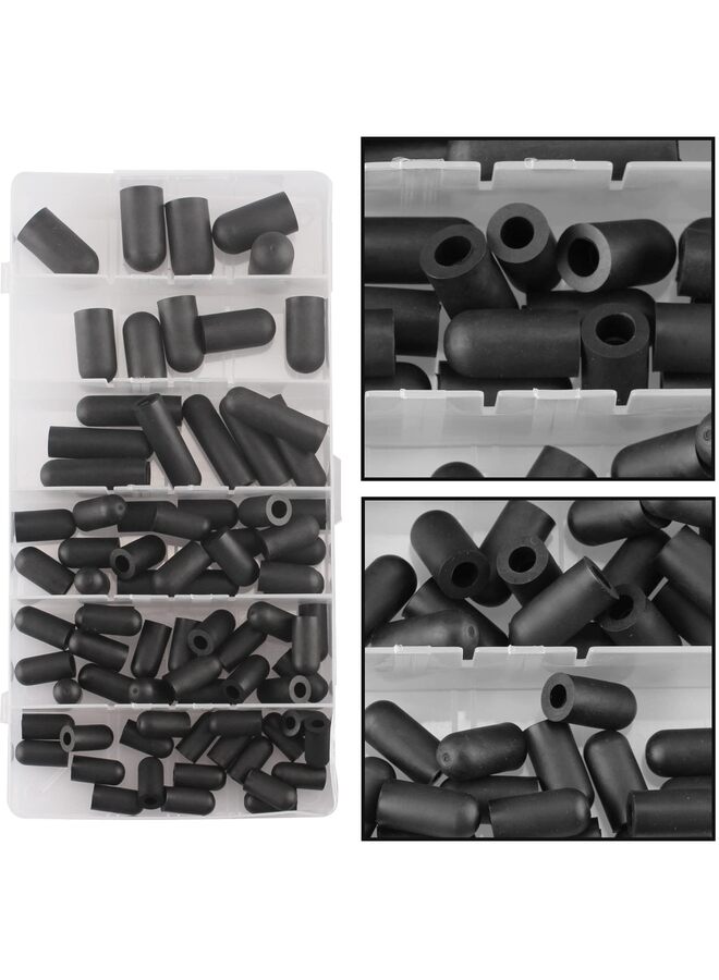٨٠ قطعة من أغطية خراطيم التفريغ، تشكيلة من الموصلات، ٦ أحجام، أغطية مطاطية سوداء، قطع غيار سيارات لسدادات تفريغ المكربن، وصلات تفريغ مشعب السحب. - Image 3