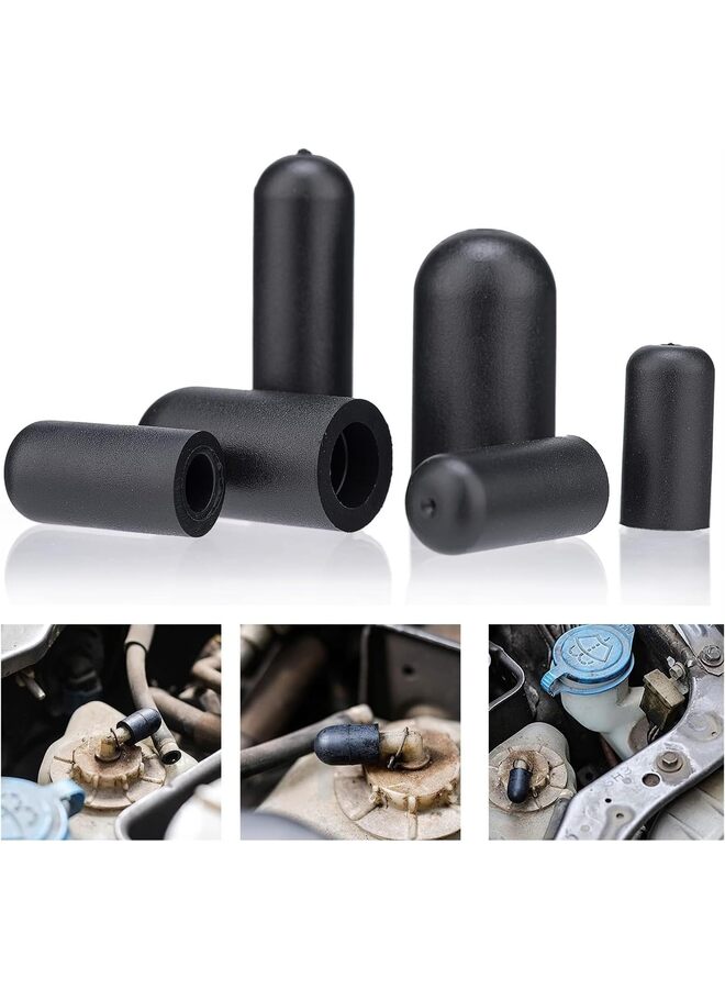 ٨٠ قطعة من أغطية خراطيم التفريغ، تشكيلة من الموصلات، ٦ أحجام، أغطية مطاطية سوداء، قطع غيار سيارات لسدادات تفريغ المكربن، وصلات تفريغ مشعب السحب. - Image 1