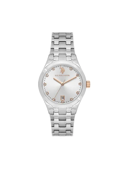 U.S. Polo Assn. Stile Silver Dial Stainless Steel Bracelet Analog Watch for Women, 33mm