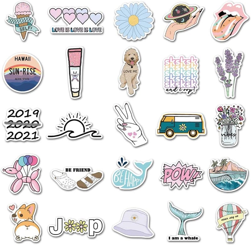 ELECDON Cute Aesthetic Vinyl Stickers for Hydro Flask, Water Bottles, Laptops, Skateboards - 50 Pcs Waterproof Trendy Stickers - Teen Girl Gifts, Girl Stuff - Image 3