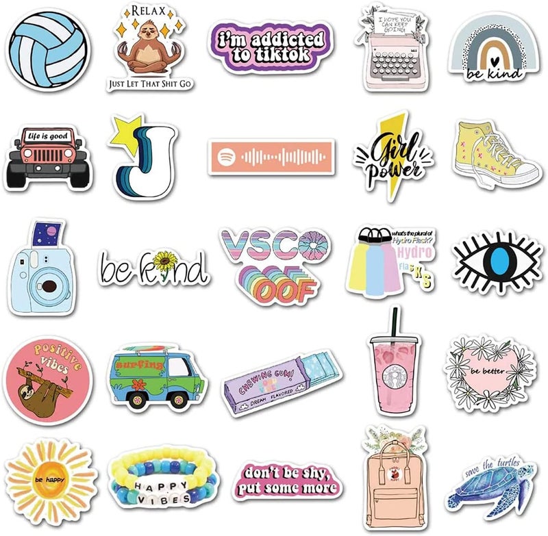 ELECDON Cute Aesthetic Vinyl Stickers for Hydro Flask, Water Bottles, Laptops, Skateboards - 50 Pcs Waterproof Trendy Stickers - Teen Girl Gifts, Girl Stuff - Image 2