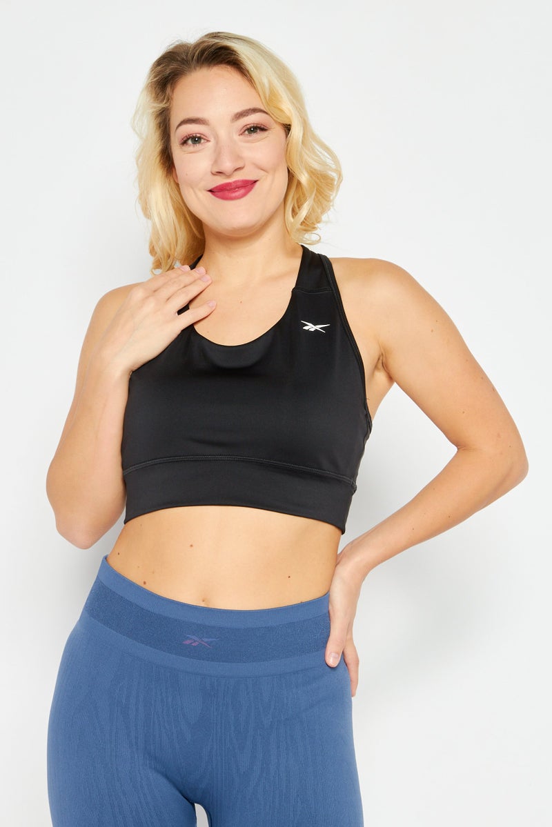 Reebok حمالة صدر رياضية للنساء بدون حشوة، سوداء - Image 1