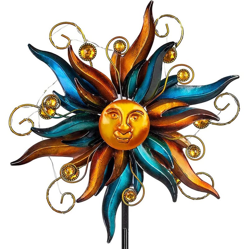 VEWOGARDEN Garden Solar Wind Spinner Sun Outdoor Metal Wind Sculpture Yard Art Decor for Patio Lawn  Garden