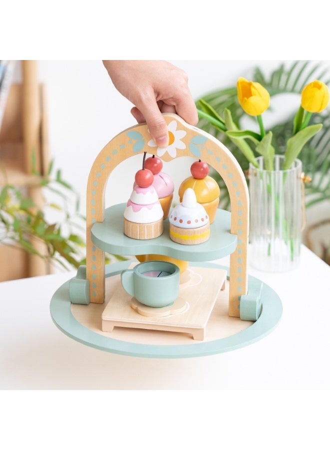 Early Education Wooden Children's Puzzle Toy Dessert Cake Tea Set 