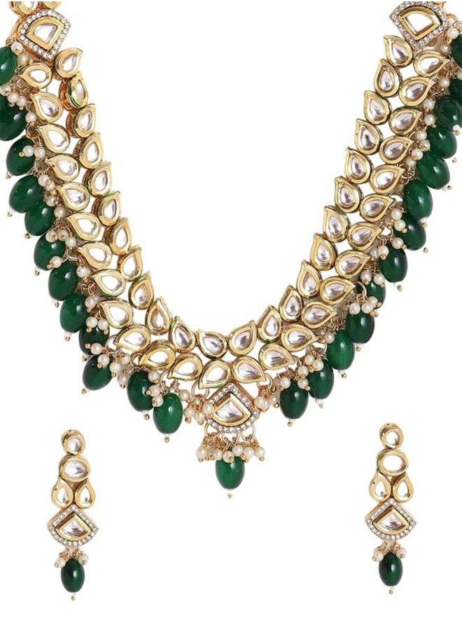 Priyaasi Elegant Women Green Brass Jewellery Set with pattern and secured with closure and styled in ideal for Ethnic moments — perfect for fashion-forward occasions.  - Image 4