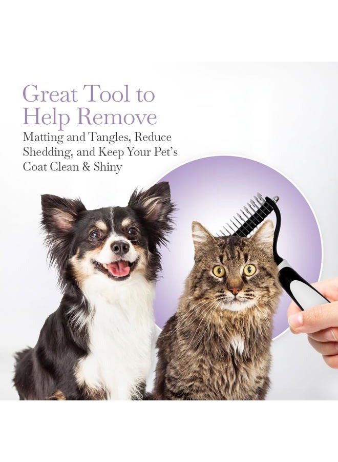 fuller brush Dual-Head Dematting Pet Comb - Stainless Steel Teeth with Slightly Sharp Edges - 7 Narrow-Gap & 9 Wider-Gap on Other Side - Use to Remove Stubborn Fur & For Grooming Dogs & Cats - Image 4