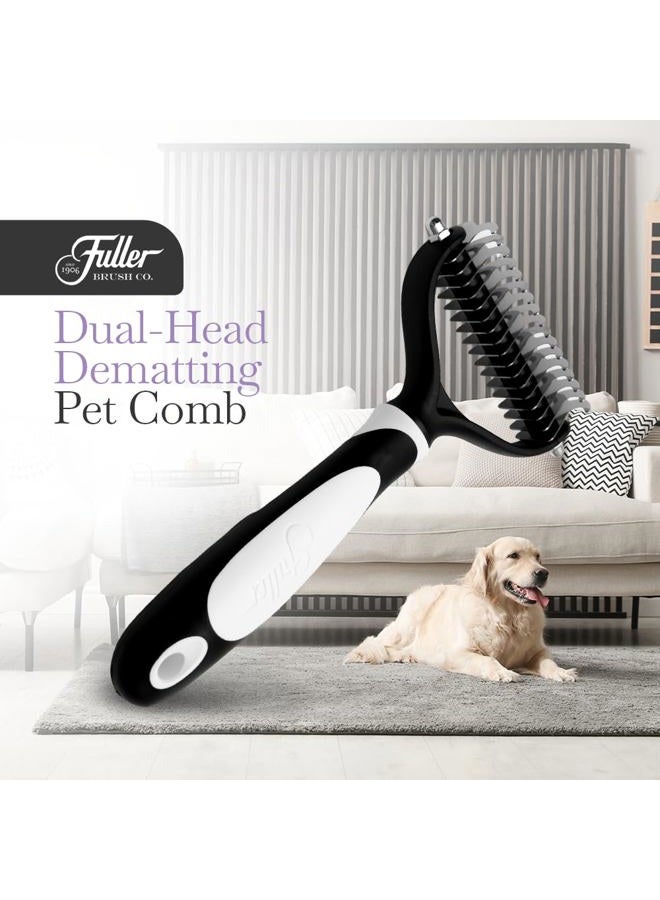 fuller brush Dual-Head Dematting Pet Comb - Stainless Steel Teeth with Slightly Sharp Edges - 7 Narrow-Gap & 9 Wider-Gap on Other Side - Use to Remove Stubborn Fur & For Grooming Dogs & Cats - Image 2