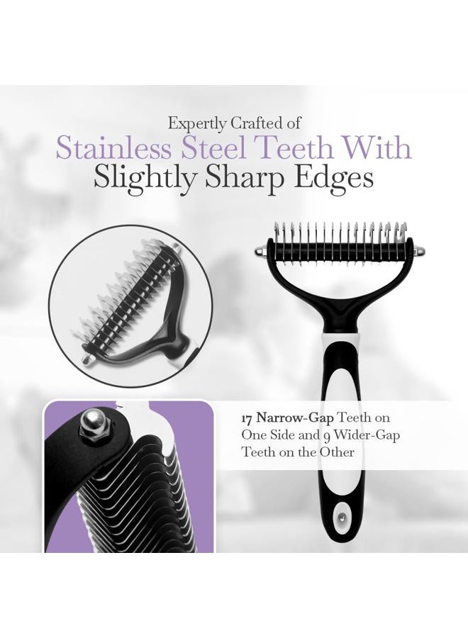 fuller brush Dual-Head Dematting Pet Comb - Stainless Steel Teeth with Slightly Sharp Edges - 7 Narrow-Gap & 9 Wider-Gap on Other Side - Use to Remove Stubborn Fur & For Grooming Dogs & Cats - Image 3