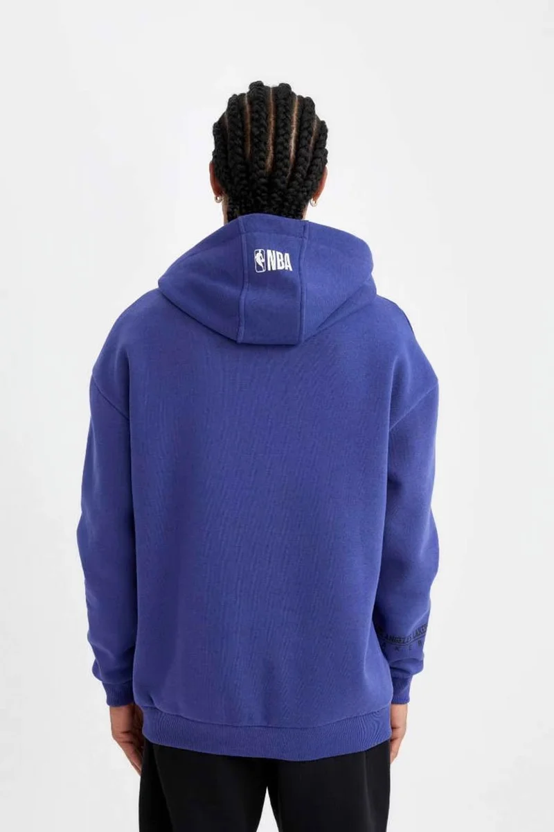 DeFacto Fit NBA Los Angeles Lakers Oversize Wide Pattern Crew Neck Thick Sweatshirt C9255AX24AU