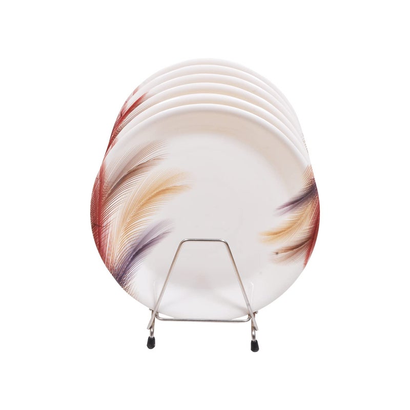 DRIZLING DRIZLING 11 Inch Beautiful Feather Design Melamine Plates for Lunch Dinner and Breakfast Attractive Serving Party Plates Set of6 - Image 3
