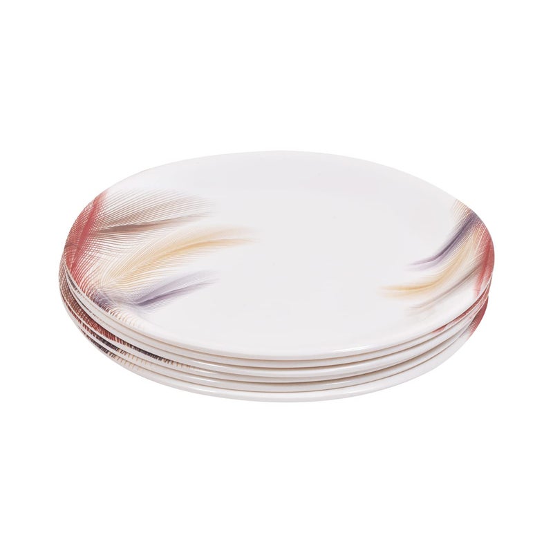 DRIZLING DRIZLING 11 Inch Beautiful Feather Design Melamine Plates for Lunch Dinner and Breakfast Attractive Serving Party Plates Set of6 - Image 2