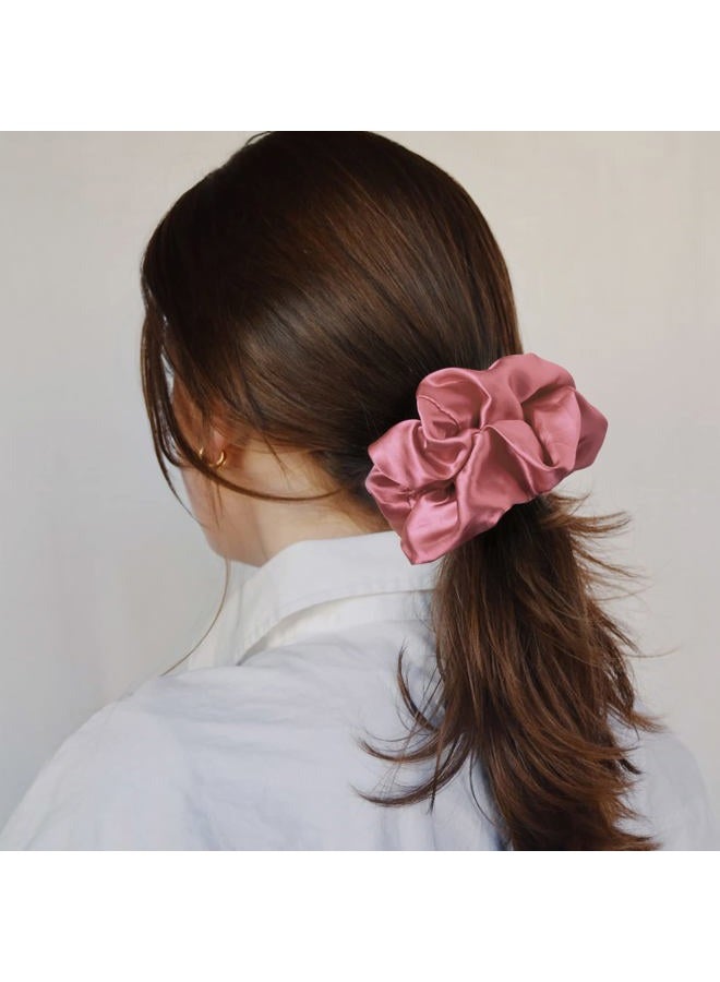 CEELGON Large Silk Satin Scrunchies for Women Big Scrunchies Jumbo Satin Hair Ties Oversized Hair Scrunchies for Thick Curly Hair Pack of 6 (Pink,Champagne,Ivory,Gold) - Image 5