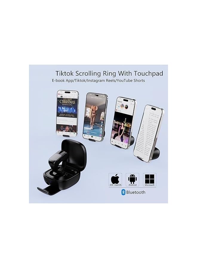 S-TOP TikTok Scrolling Ring with Touchpad, Finger Silent Air Mouse, Bluetooth/Wireless Scroller for iPhone/Android/PC, Remote Control for Camera/Video Recording - Image 3