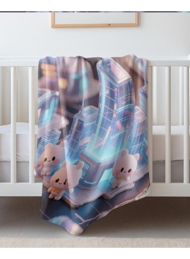 عام بطانية رقيقة من الفانيلا الكرتونية للأطفال والرضع (دافئة ومريحة، ومناسبة للنوم والألعاب) 70 سم * 100 سم - Image 3