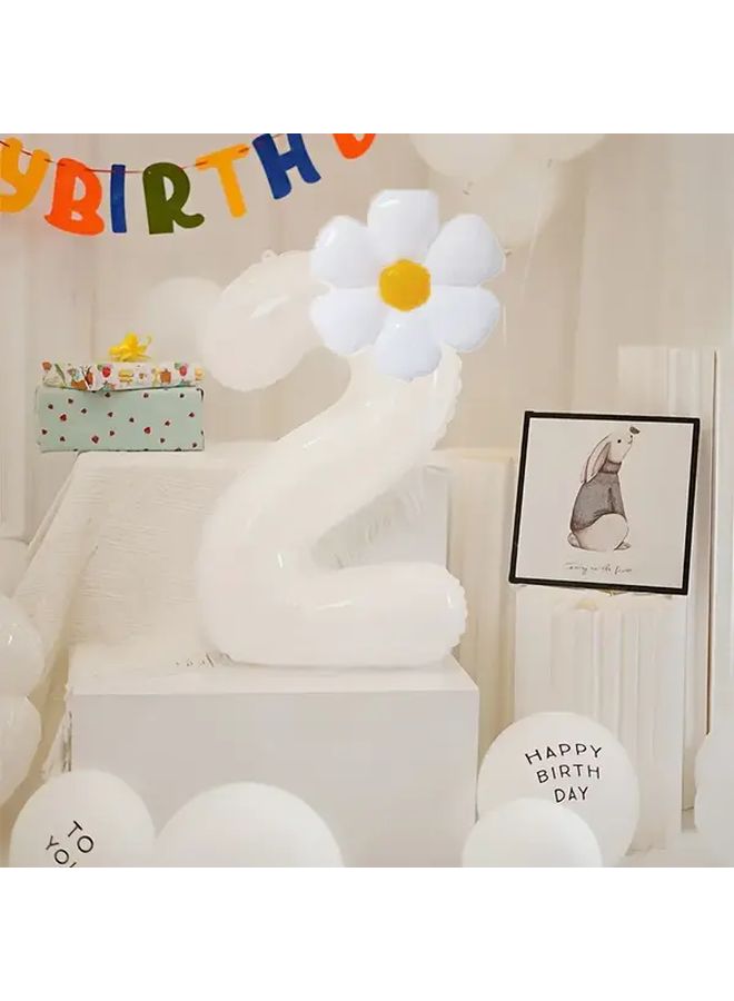 White Daisy Number 9 Balloon 32 Inch High Quality Aluminum Foil For Birthday Party Decorations - Image 4