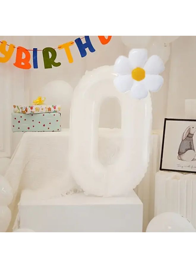 White Daisy Number 9 Balloon 32 Inch High Quality Aluminum Foil For Birthday Party Decorations - Image 1