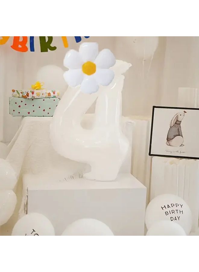 White Daisy Number 9 Balloon 32 Inch High Quality Aluminum Foil For Birthday Party Decorations - Image 5