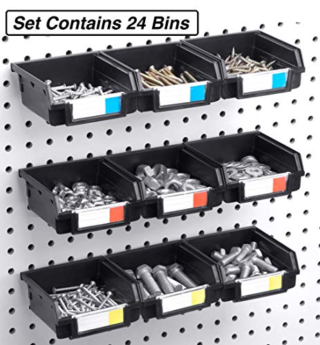 Right Arrange Pegboard Bins 24 Pack, Black - Hooks to Any Peg Board - Organize Hardware, Accessories, Attachments, Workbench, Garage Storage, Craft Room, Tool Shed, Hobby Supplies, Small Parts - Image 3