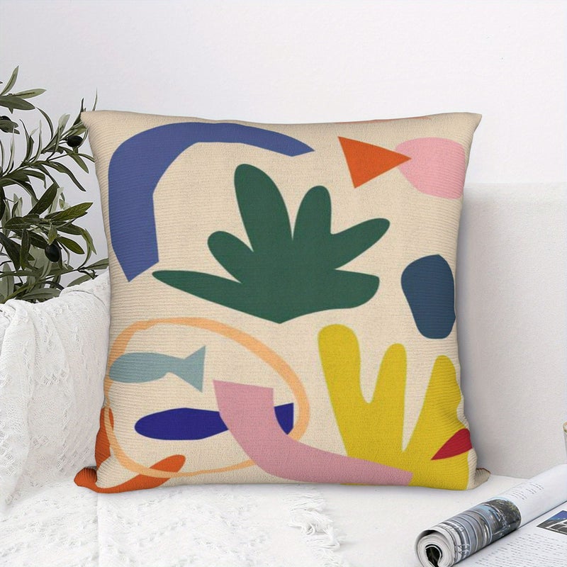 Polychrome Japanese Tatami Sofa Throw Pillow 15.75x15.75inch Bed Headrest Backrest Cushion - Image 1