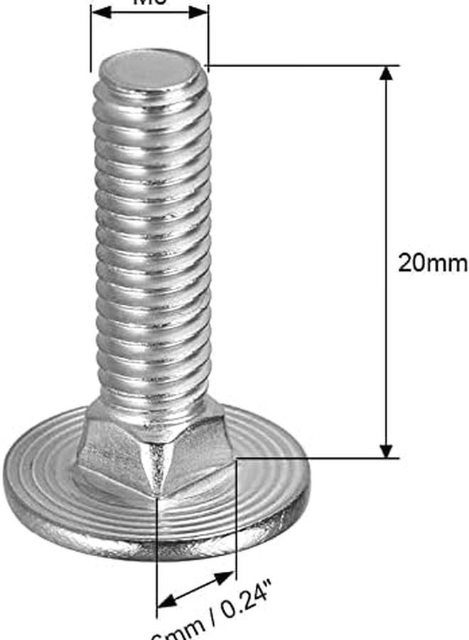 براغي عربة من الفولاذ المقاوم للصدأ 304، رأس مستدير، رقبة مربعة، M6x20 مم، 30 قطعة - Image 3