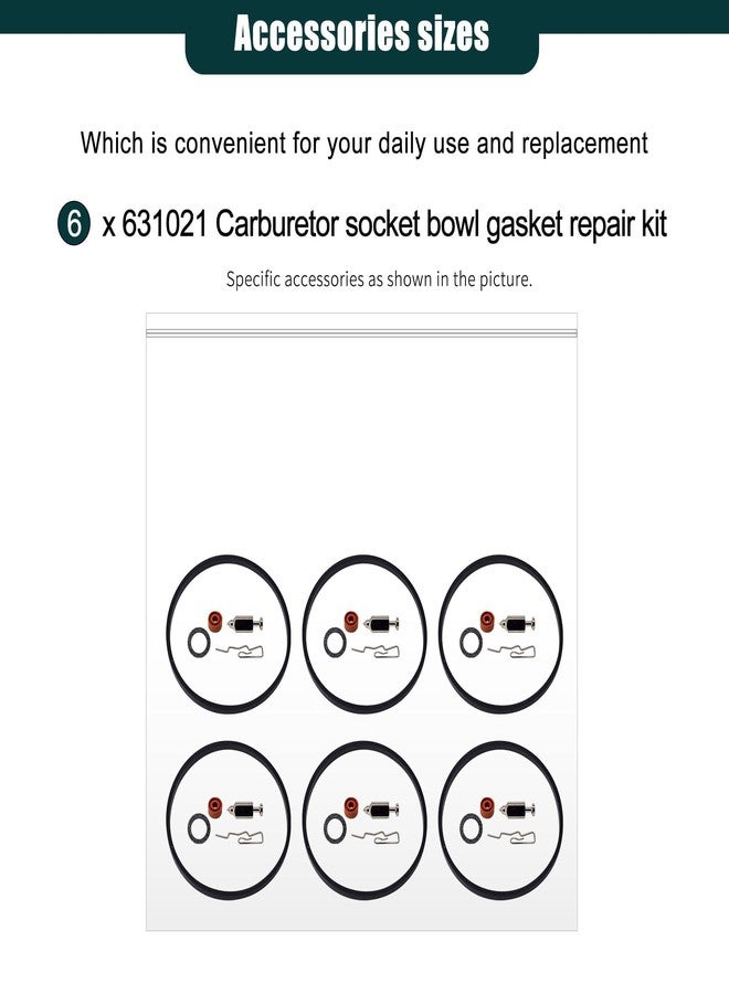 OXCANO 6PCS 631021 Carburetor Needle Seat Bowl Gasket Rebuild Repair Kit Compatible with Tecumseh 631021 631021B 631021A V40 V50 V60 VM80 H30 - Image 4