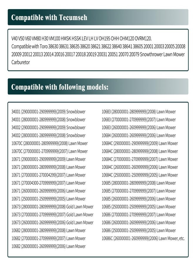 OXCANO 6PCS 631021 Carburetor Needle Seat Bowl Gasket Rebuild Repair Kit Compatible with Tecumseh 631021 631021B 631021A V40 V50 V60 VM80 H30 - Image 5