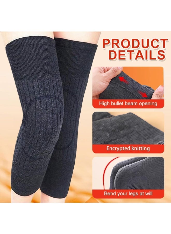 Jourvent Unisex Winter Warm Thicken Cashmere Wool Knee Brace Support Pads Leg Warmers Thin Knee Sleeves for Men and Women Sports and Daily Wear (Dark Grey) - Image 4
