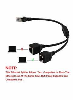 واي آند دي RJ45 Ethernet Splitter Cable, LAN Network Port Connector Adapter 1 Male to 2 Female Y Tape Cable for Cat5 Cat6 Cat7  - Image 2