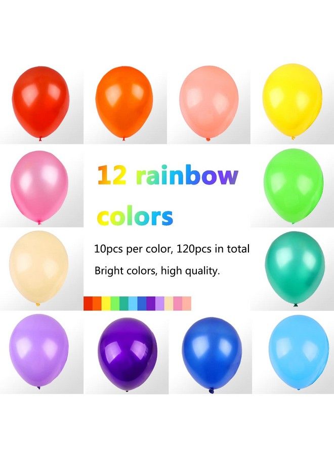 RUBFAC 120 Balloons Assorted Color 12 Inches Rainbow Latex Balloons 12 Bright Color Party Balloons For Birthday Baby Shower Wedding Party Supplies Arch Garland Decoration - Image 1