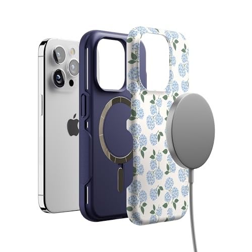 Casely iPhone 15 Pro Case | Nantucket Cottage | Blue Hydrangea | Bold Protective Design | Compatible with MagSafe - Image 4