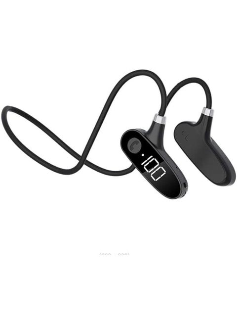 B Conduction Headphs, Bluetooth 5.2 OpenEar Sports Earphs with  Display, IPX5 Waterproof Wireless Earbuds for Workout, Running, Gym, Hiking, Driving, Cycling Black