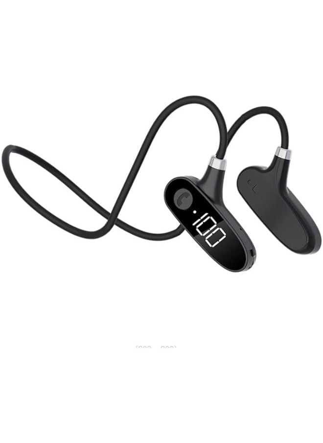 MOXO - B Conduction Headphs, Bluetooth 5.2 OpenEar Sports Earphs with  Display, IPX5 Waterproof Wireless Earbuds for Workout, Running, Gym, Hiking, Driving, Cycling Black - Image 1