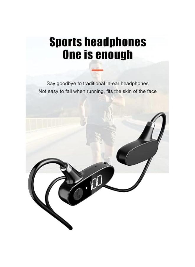 MOXO - B Conduction Headphs, Bluetooth 5.2 OpenEar Sports Earphs with  Display, IPX5 Waterproof Wireless Earbuds for Workout, Running, Gym, Hiking, Driving, Cycling Black - Image 1