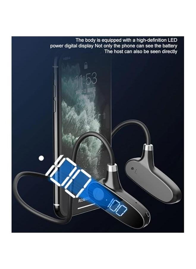 MOXO - B Conduction Headphs, Bluetooth 5.2 OpenEar Sports Earphs with  Display, IPX5 Waterproof Wireless Earbuds for Workout, Running, Gym, Hiking, Driving, Cycling Black - Image 1