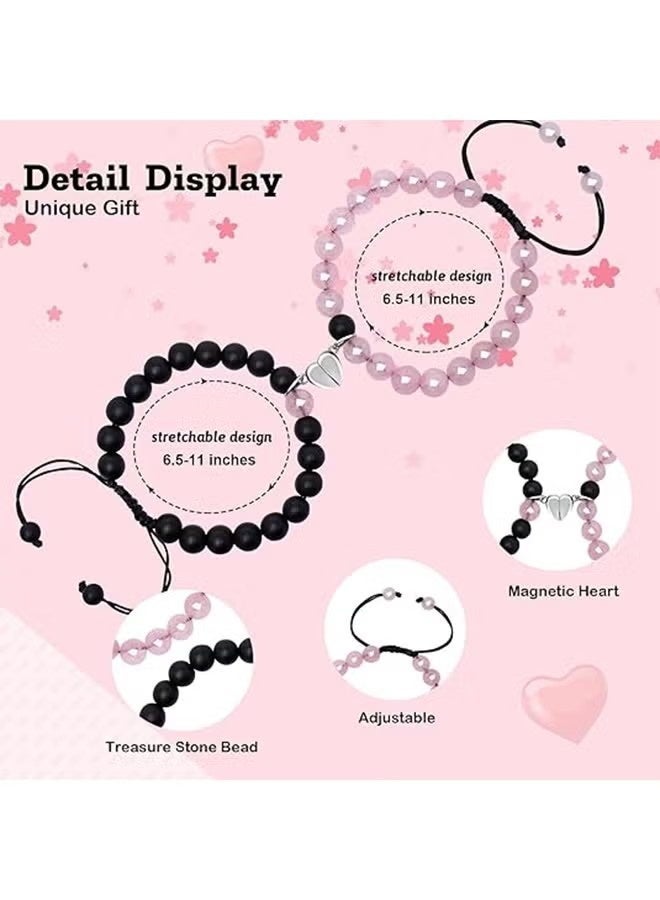 Magnetic Couples Bracelets and Necklace, His and Hers Matching Set, Forever Bracelets Crystal Necklace for Couples, Perfect Long Distance Relationship Gifts and Valentines Presents - Image 2