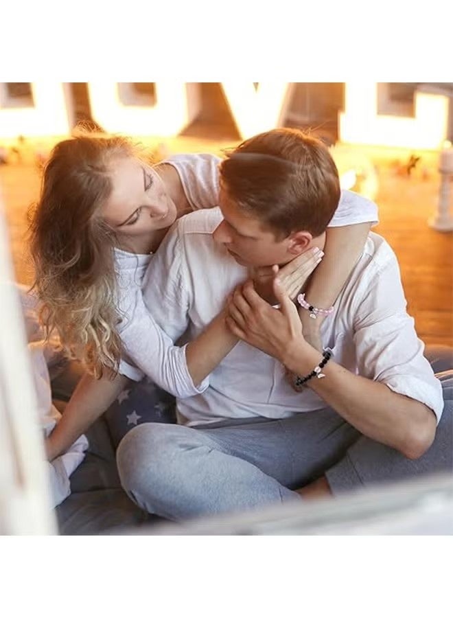 Magnetic Couples Bracelets and Necklace, His and Hers Matching Set, Forever Bracelets Crystal Necklace for Couples, Perfect Long Distance Relationship Gifts and Valentines Presents - Image 4