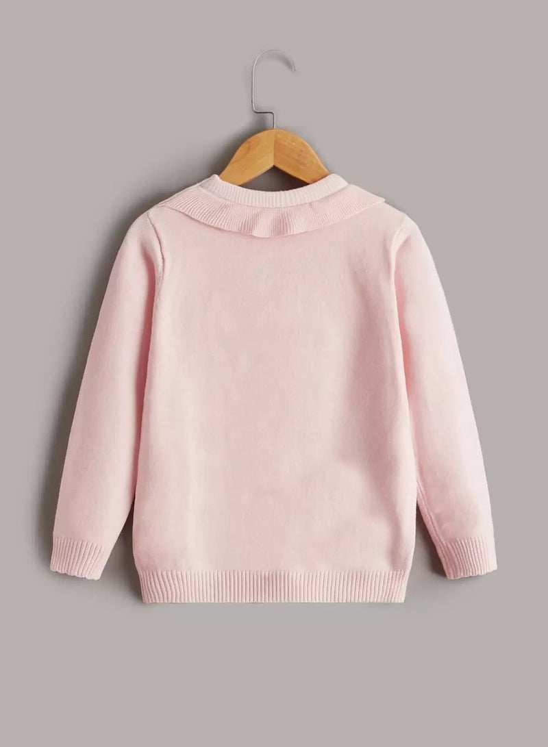 Toddler Girls Cable Knit Pearl Beaded Sweater  - Image 2