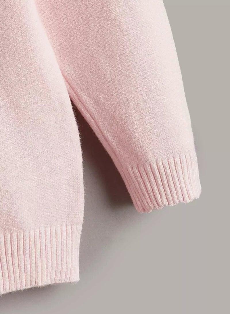 Toddler Girls Cable Knit Pearl Beaded Sweater  - Image 4