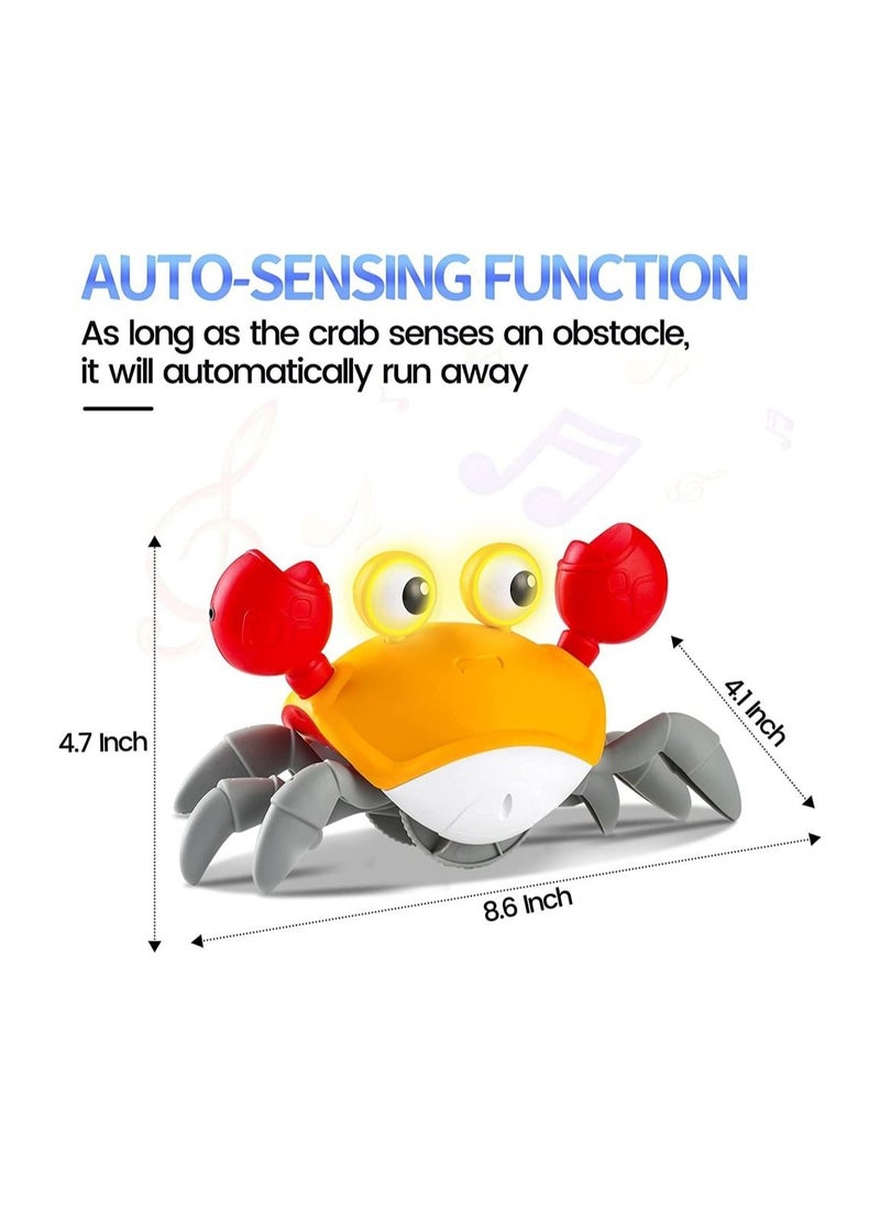 DMG TECH - Crawling Crab Baby Toy Tummy Time Baby Toys with Music and LED Light Will Automatically Avoid Obstacles, Build in Rechargeable Battery for Toddler Interactive Development Toy - Image 1