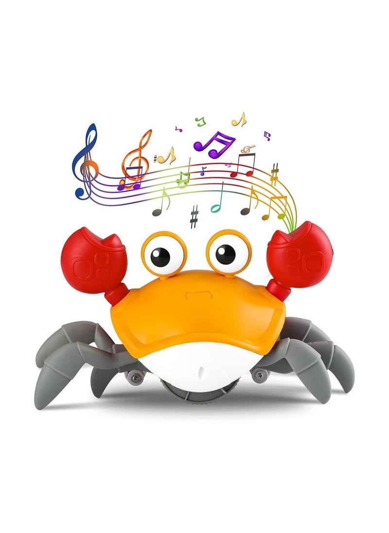 DMG TECH - Crawling Crab Baby Toy Tummy Time Baby Toys with Music and LED Light Will Automatically Avoid Obstacles, Build in Rechargeable Battery for Toddler Interactive Development Toy - Image 1