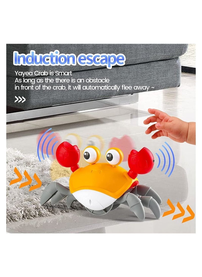 DMG TECH - Crawling Crab Baby Toy Tummy Time Baby Toys with Music and LED Light Will Automatically Avoid Obstacles, Build in Rechargeable Battery for Toddler Interactive Development Toy - Image 1